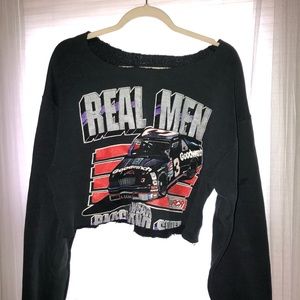 Cropped Nascar Crew Neck Raw Hem